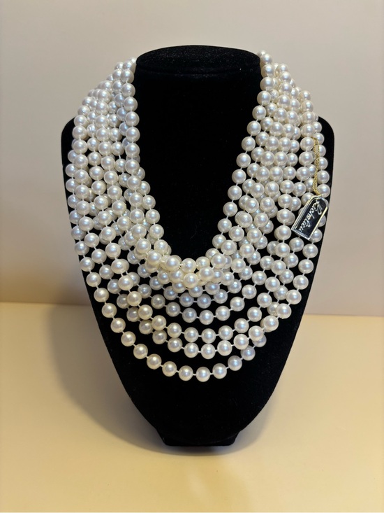 Richelieu Jewelry - Vintage Richelieu Multi-Strand Creamy Faux Pearl Choker/Necklace 13.5”+2.5”